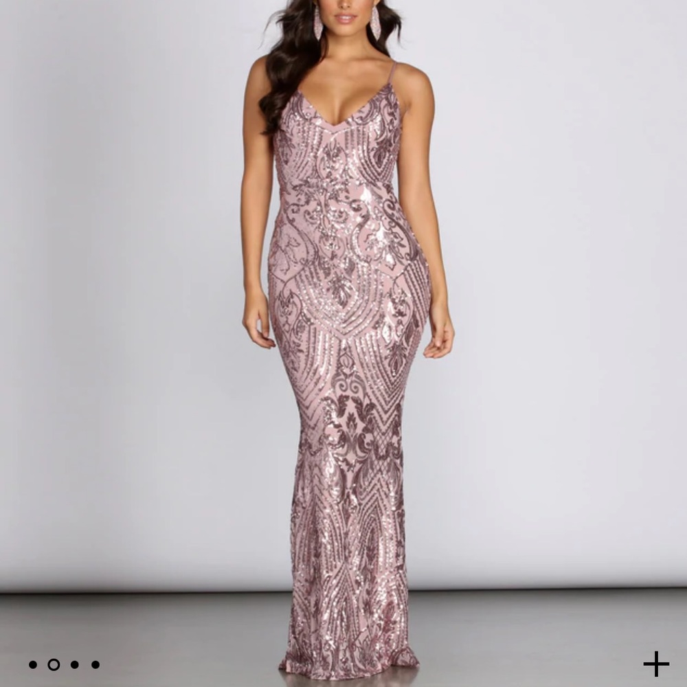 Maeve Sequined V Mesh Gown